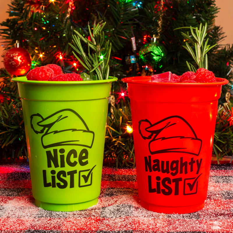 Naughty or Nice List Reusable Plastic Cups - 50 pack - 16oz