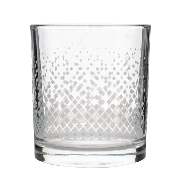 BarConic® Retro Old Fashioned Glass w/ Silver Diamond Wrap - 10 ounce