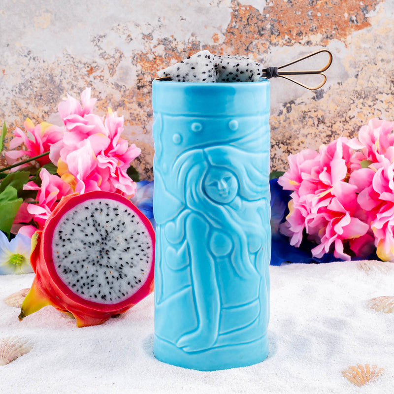 Blue Mermaid Ceramic Tiki Glass