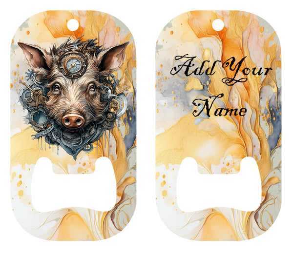 Steampunk pig dog tag