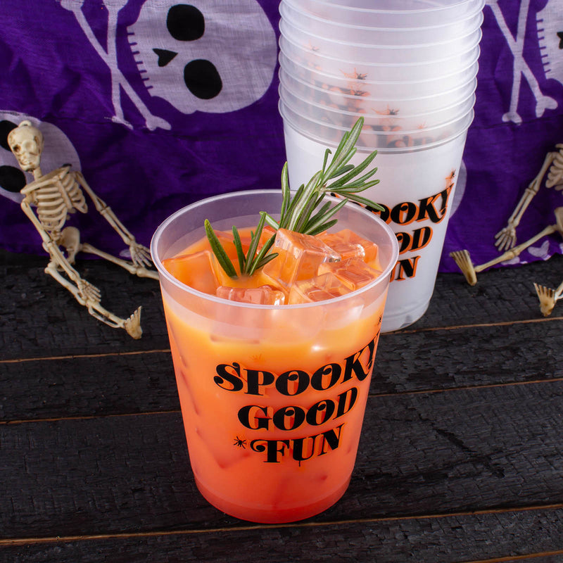 Stackable Reusable Tumblers - Spooky Good Fun Print - 16 ounce  (Set of 10)