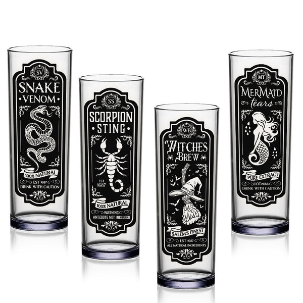 Apothecary Halloween Glasses - Set of 4