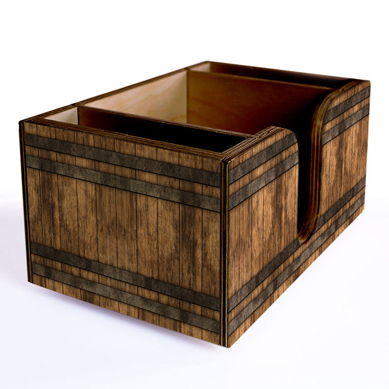 Rustic Wood Barrel Wooden Bar Caddy