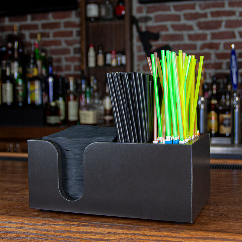 Wooden Bar Top Napkin Caddy - Black Stain Finish