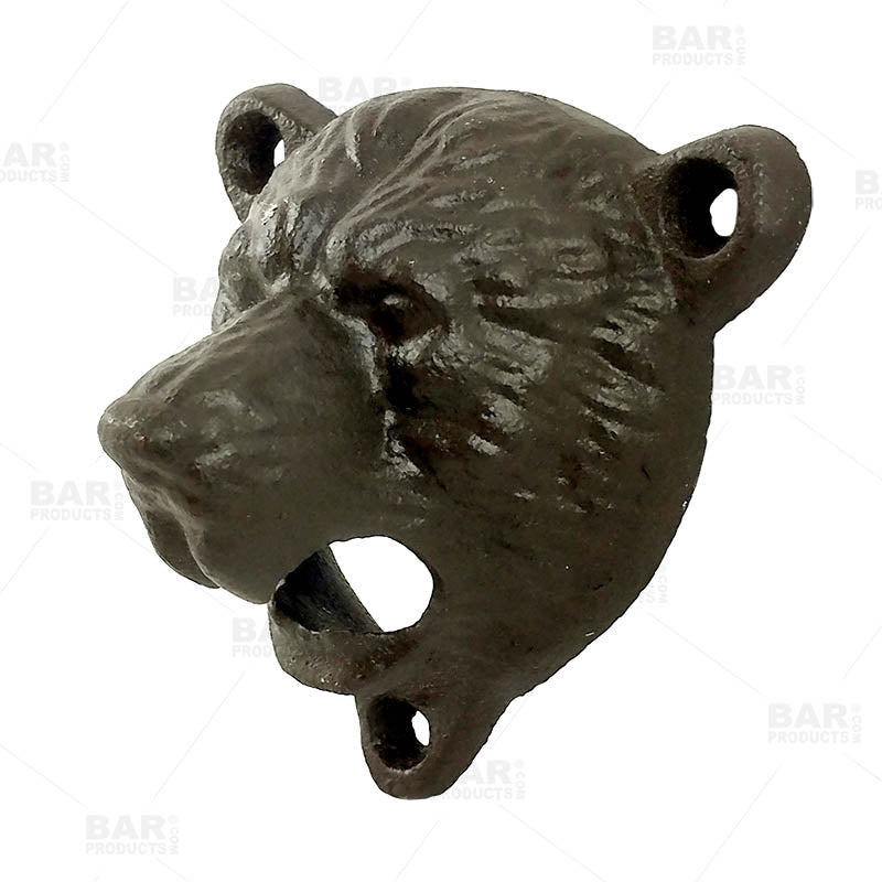 Bear Themed Wall Mounted Bottle Opener - Brown