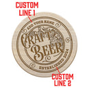 Customizable Engraved Wooden Coasters - Craft Beer Theme - Round - Set of 4