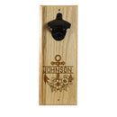 Wooden Wall Bottle Opener w/ Magnetic Cap Catcher - Custom Engraved Anchor Theme