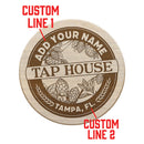 Customizable Engraved Wooden Coasters - Tap House Theme - Round - Set of 4