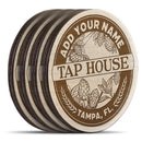 Customizable Engraved Wooden Coasters - Tap House Theme - Round - Set of 4