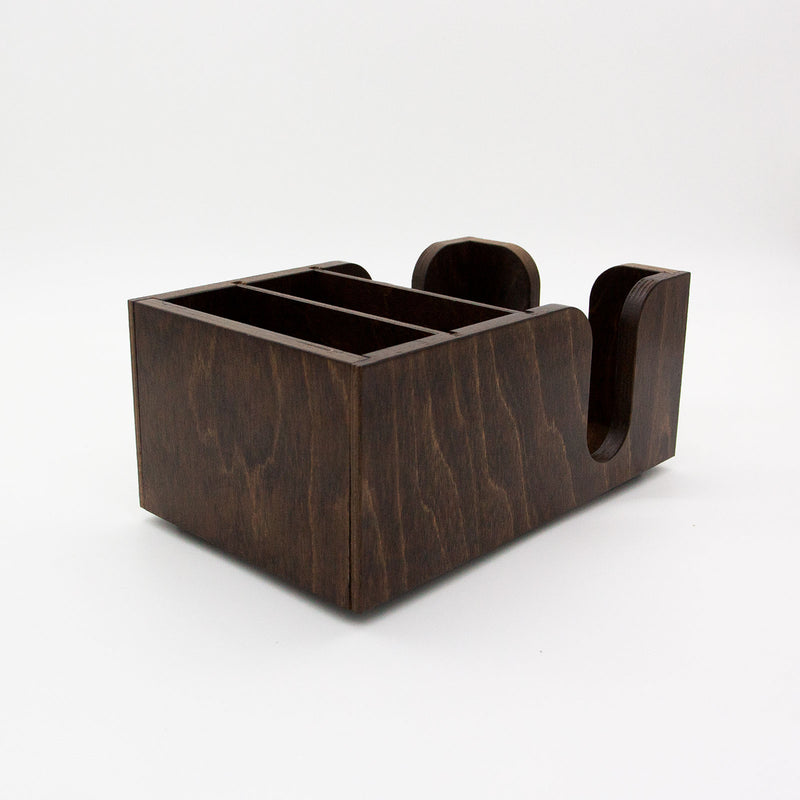 Wooden Bar Top Napkin Caddy - Dark Stain Finish