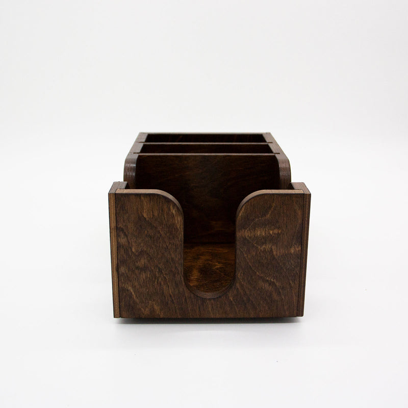 Wooden Bar Top Napkin Caddy - Dark Stain Finish