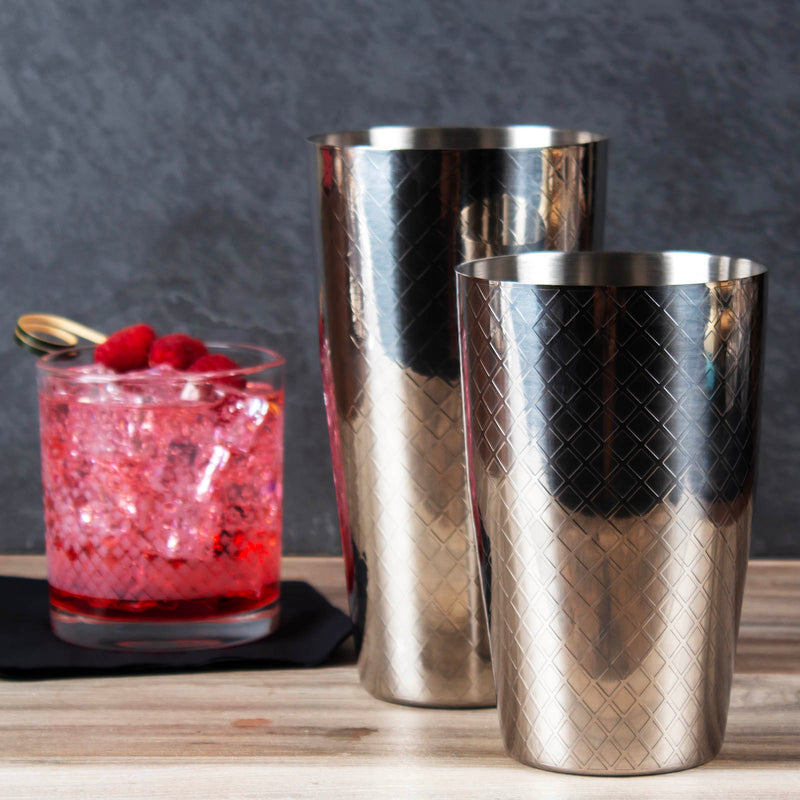 Stainless Steel - BarConic® 2 Piece Diamond Shaker Set -  18 & 28 ounce