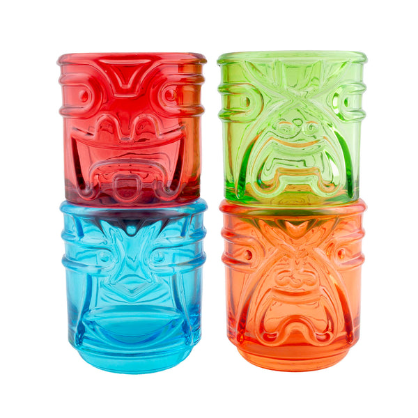 Colored Tiki Stacking Tumblers (12oz) - Set of 4