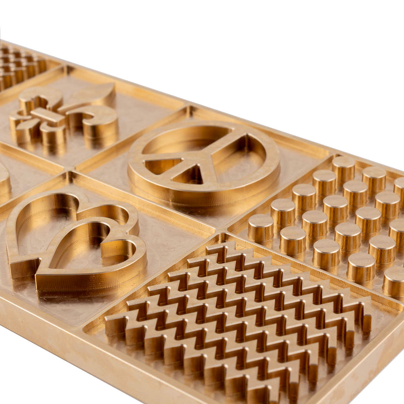 BarConic® Craft Ice Mold Tray w/ 8 designs - Brass 4 x 8