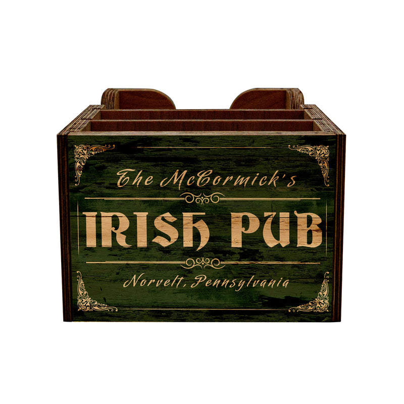 Customizable Bar Top Napkin Caddy - Irish Pub