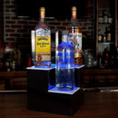 BarConic® LED Liquor Bottle Display Shelf - Inside Corner - 2 Steps - Multi-Colored Lights