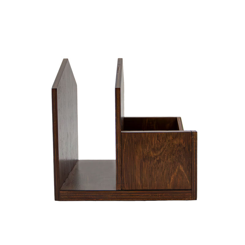 Upright Wooden Napkin Holder With Storage Side