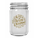 BarConic Christmas Collection -  Mason Jar Glassware-  12 ounce - Several Design Options