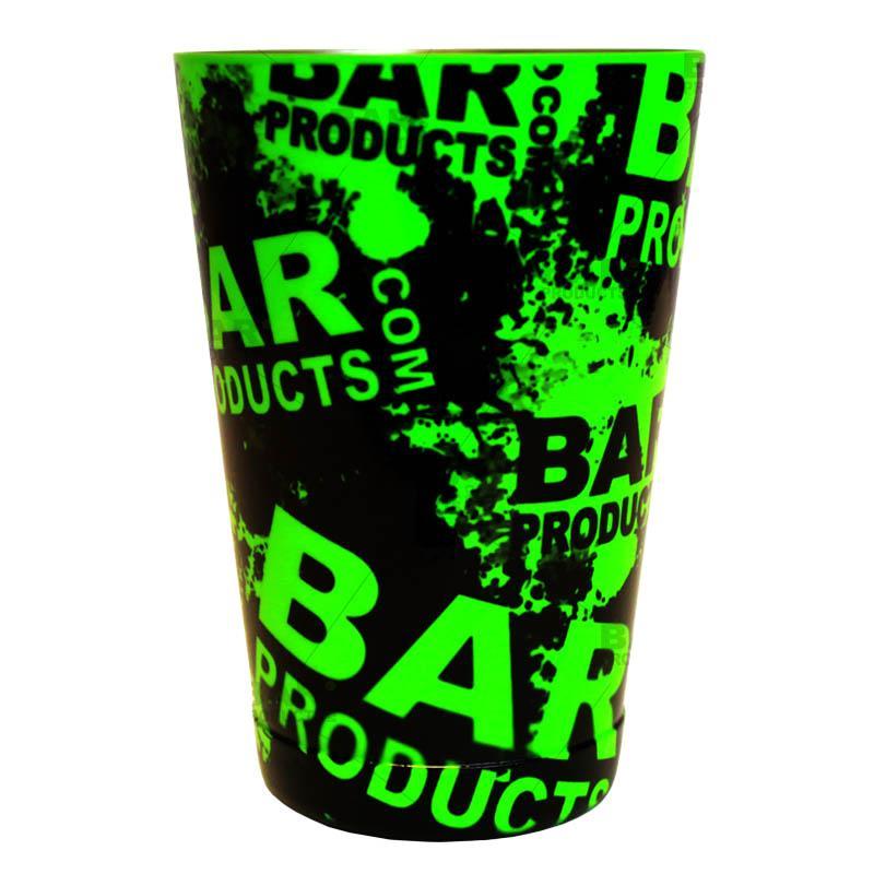 Cocktail Shaker Tin - Printed Designer Series - 18oz weighted - NEON GREEN Grungy BPC Logo