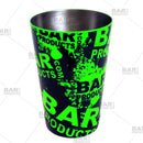 Cocktail Shaker Tin - Printed Designer Series - 18oz weighted - NEON GREEN Grungy BPC Logo