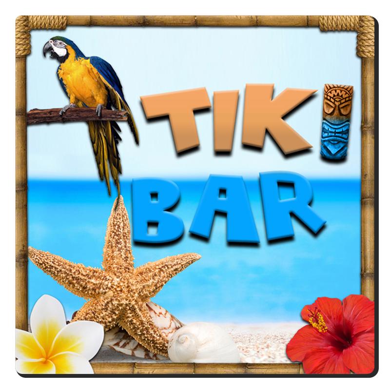 3.5in Foam Square Coaster - Tiki Beach Theme