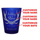 CUSTOMIZABLE - 1.5oz Blue Frosted Shot Glass - Antlers