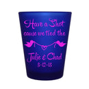 CUSTOMIZABLE - 1.5oz Blue Frosted Shot Glass - Bird Knot