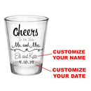 CUSTOMIZABLE Clear Wedding Shot Glass - Cheers - 1.75oz