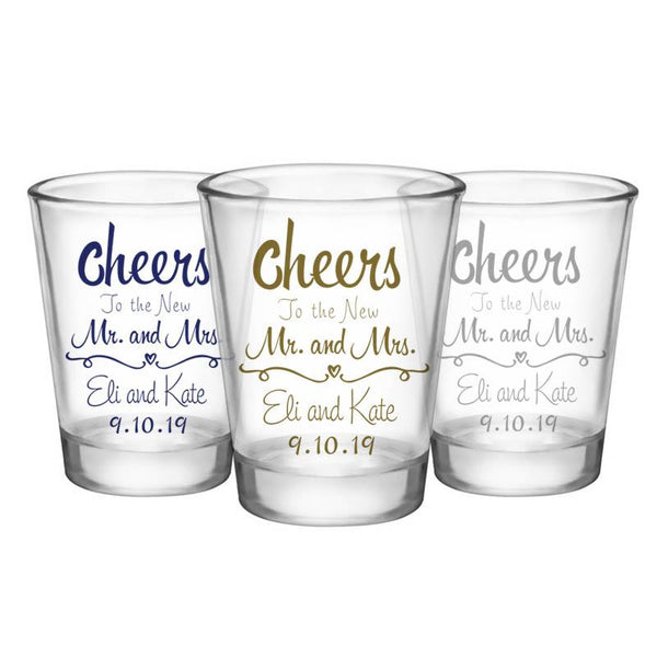 CUSTOMIZABLE Clear Wedding Shot Glass - Cheers - 1.75oz