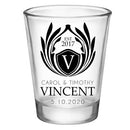 CUSTOMIZABLE Clear Wedding Shot Glass - Crest (Version 1) - 1.75oz