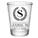  CUSTOMIZABLE - 1.75oz Clear Wedding Shot Glass - Crest