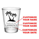 CUSTOMIZABLE - 1.75oz Clear Wedding Shot Glass - Palm Trees