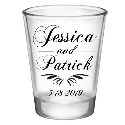 CUSTOMIZABLE - 1.75oz Clear Wedding Shot Glass - Simplistic