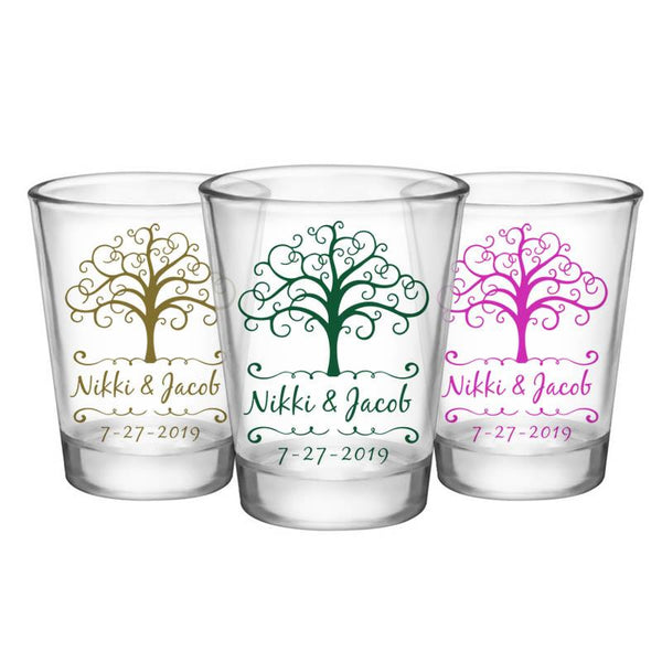 CUSTOMIZABLE - 1.75oz Clear Wedding Shot Glass - Tree Of Life