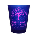 CUSTOMIZABLE - 1.5oz Blue Frosted Shot Glass - Tree of Life