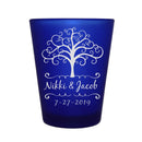 CUSTOMIZABLE - 1.5oz Blue Frosted Shot Glass - Tree of Life