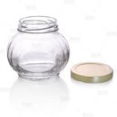 8 oz Faceted Round Glass Jar w/ Lid 