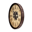 Wood Barrel Top Clock - Large Vineyard Roman Numeral