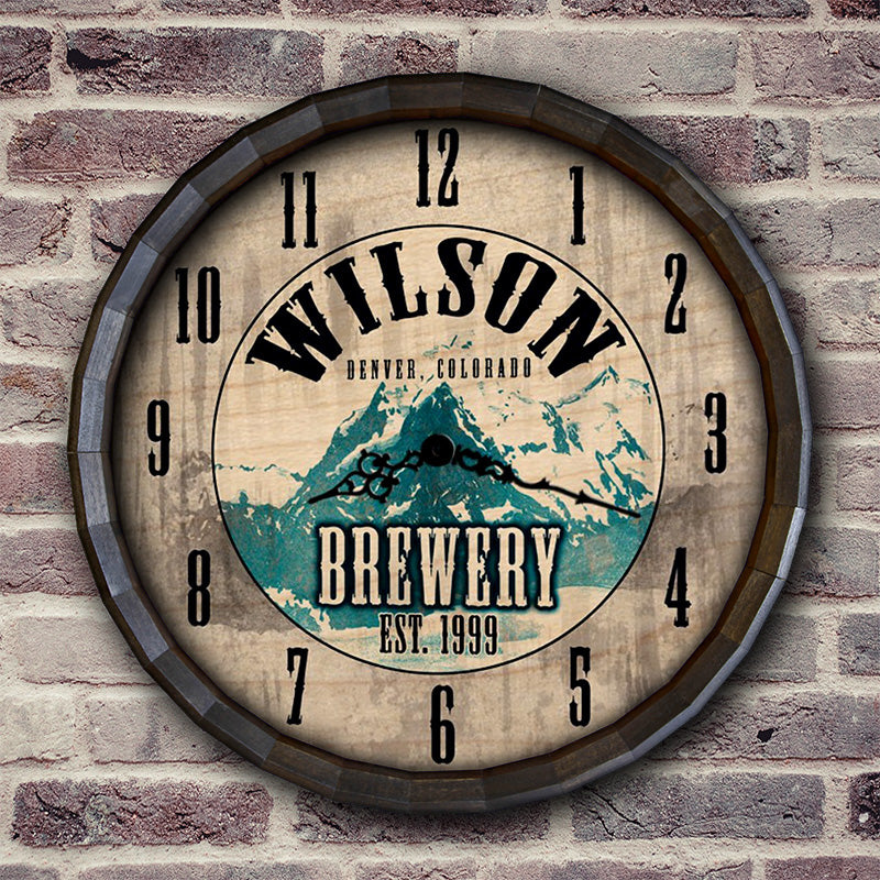 Brewery - Custom Wood Barrel Top Clock