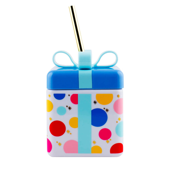 Novelty Birthday Present Cup W/Lid & Straw - 18 ounce