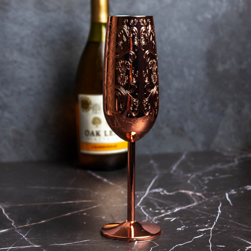 Champagne Glass - Copper Etched - Set of 2