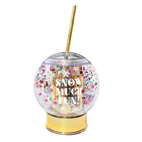 Snow Much Fun Confetti Snowglobe Novelty Cup w/Straw - 12 ounce