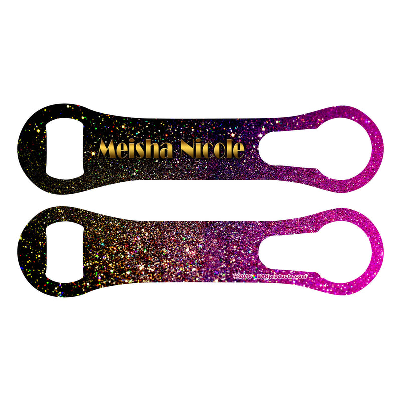 PINK BLACK GLITTER V-ROD® BOTTLE OPENER –  ADD YOUR NAME