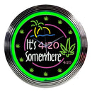 "It's 4:20 Somewhere" Neon Clock - 15" Diameter