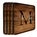 Customizable Wooden Square Coasters - Monogram - Set of 4