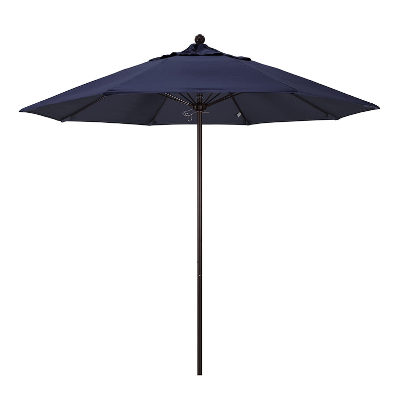 California Umbrella 9' Pole Push Lift SUNBRELLA With Bronze Aluminum Pole - Navy Fabric