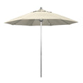 California Umbrella 9' Pole Push Lift SUNBRELLA With Silver Anodized Aluminum Pole - Beige Fabric