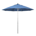 California Umbrella 9' Pole Push Lift SUNBRELLA With Silver Anodized Aluminum Pole - Frost Blue Fabric