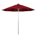 California Umbrella 9' Pole Push Lift SUNBRELLA With Silver Anodized Aluminum Pole - Red Fabric