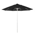 California Umbrella 9' Pole Push Lift SUNBRELLA With White Aluminum Pole - Black Fabric